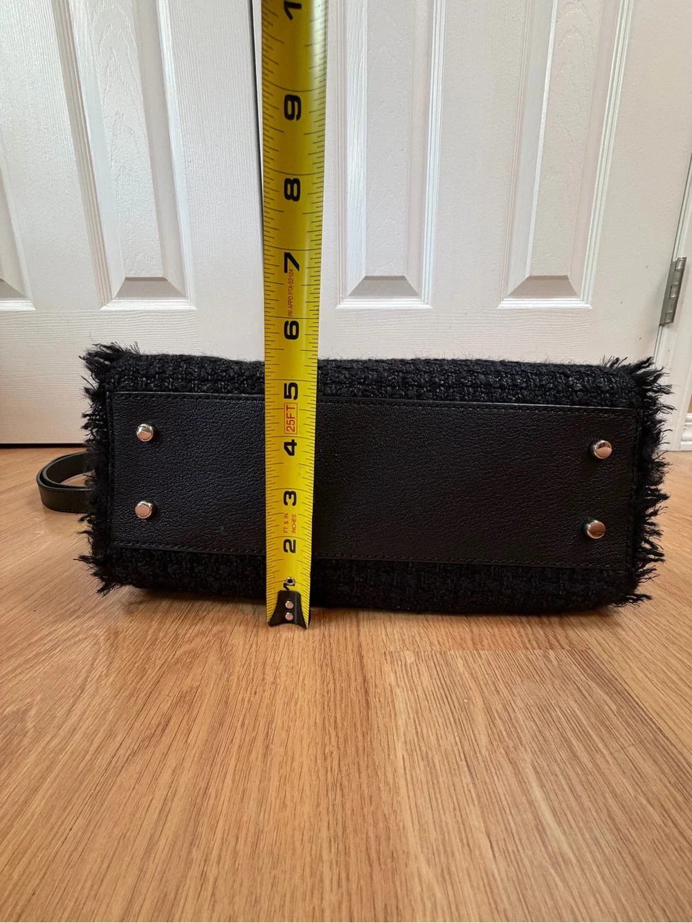 Kate Spade Nadine Black Wool Tweed Satchel with Gold Hardware